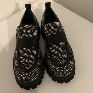 Karl Lagerfeld Black Studded Women's Loafers